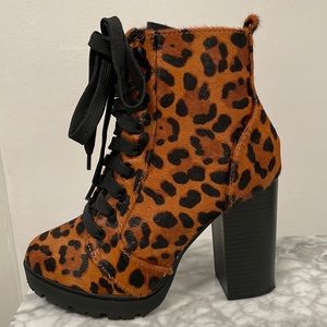 Express real haircalf booties